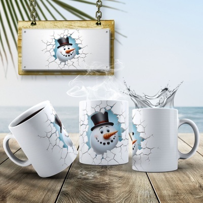 Caneca Natal Boneco de Neve Imagem  3D