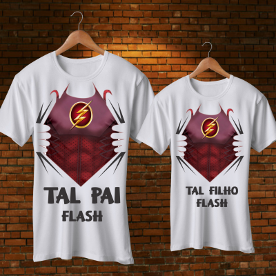 Par T-shirts Tal Pai Tal Filho Super Heróis Par T-shirts Tal Pai Tal Filho Super Heróis