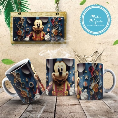 Caneca Mickey e Amigos Imagem  3D