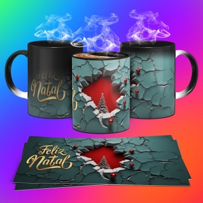Caneca Feliz Natal Imagem 3D