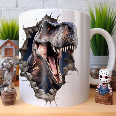 Caneca Tiranossauro Imagem 3D