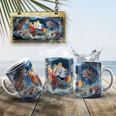 Caneca Peixinhos  Imagem 3D