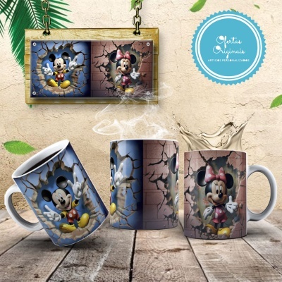 Caneca Mickey e Amigos Imagem  3D