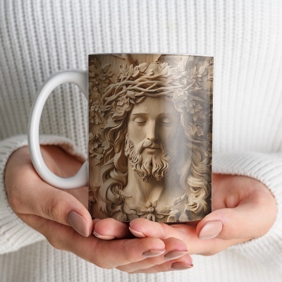 Caneca Jesus Cristo em Madeira