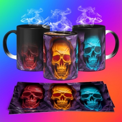 Caneca Caveiras Imagem  3D