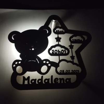Luz de Presença Estrela com Urso Personalizado Luz de Presença Estrela com Urso Personalizado