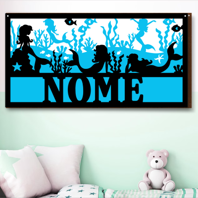 Quadro Decorativo 3D Sereias Personalizado