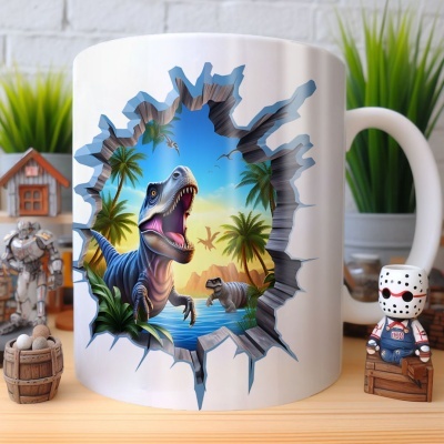 Caneca Tiranossauro Imagem 3D