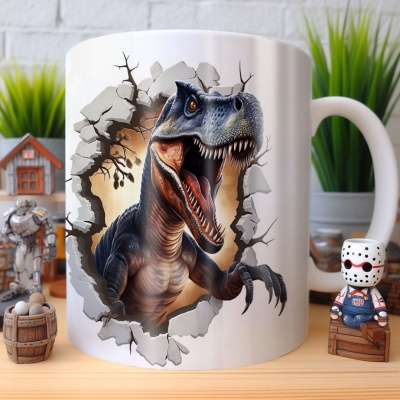 Caneca Tiranossauro Imagem 3D