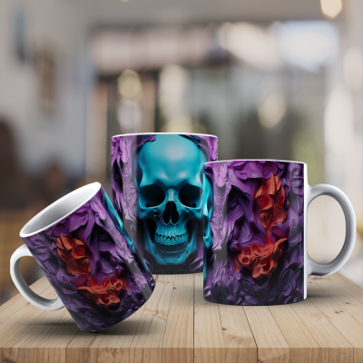 Caneca Caveiras Imagem  3D