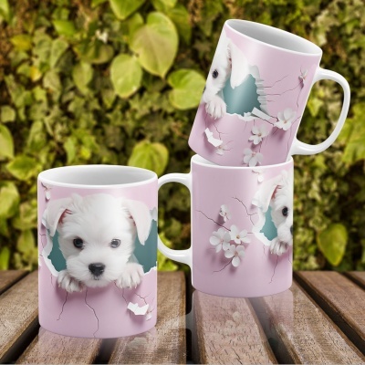 Caneca Cães Imagem  3D