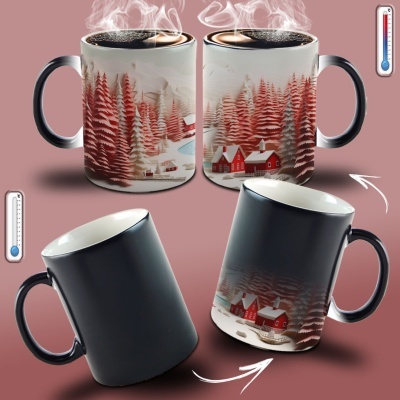 Caneca Natal Vermelho Imagem 3D
