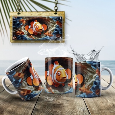 Caneca Peixinhos  Imagem 3D