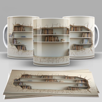 Caneca Biblioteca Imagem 3D
