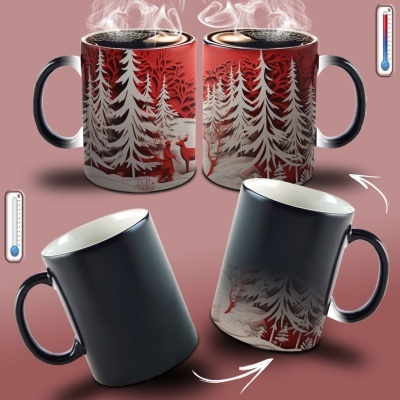 Caneca Natal Vermelho Imagem 3D