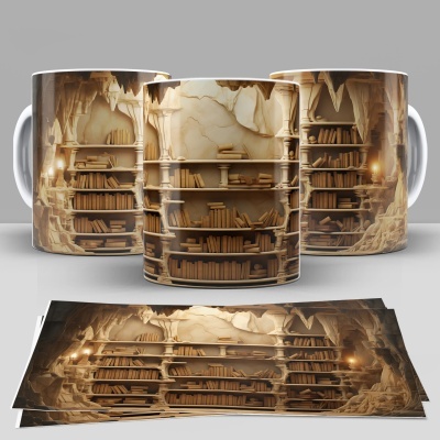 Caneca Biblioteca Imagem 3D