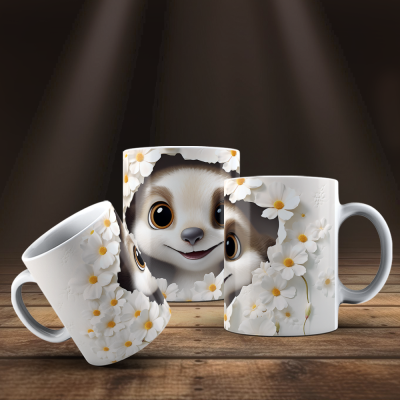 Caneca Animais Fofinhos Imagem 3D