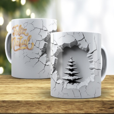 Caneca Feliz Natal Imagem 3D