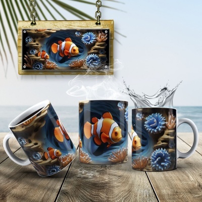 Caneca Peixinhos  Imagem 3D