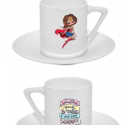 Chávena de Café com Pires Grande Mãe Super Avó