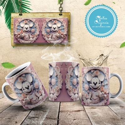 Caneca Mickey e Amigos Imagem  3D