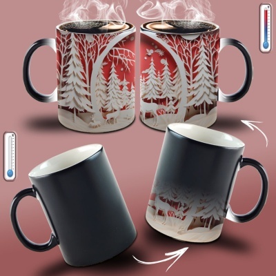 Caneca Natal Vermelho Imagem 3D