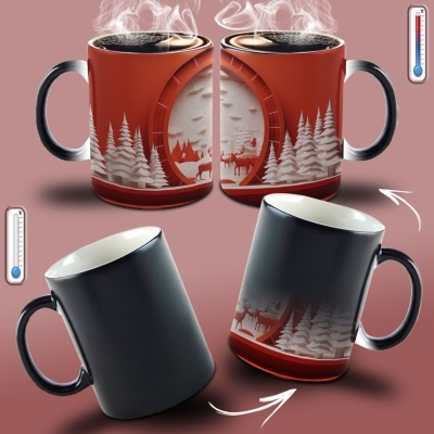 Caneca Natal Vermelho Imagem 3D