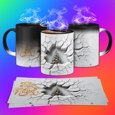 Caneca Feliz Natal Imagem 3D