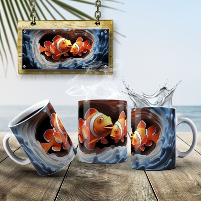 Caneca Peixinhos  Imagem 3D