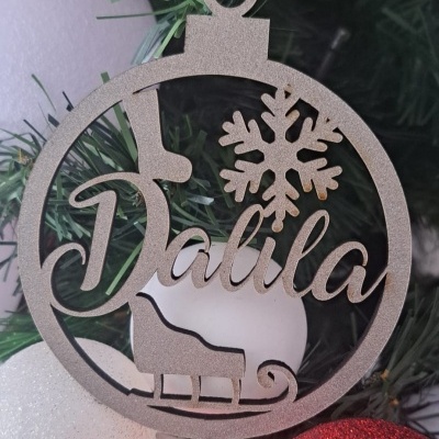 Bolas de Natal com Nome Personalizado MDF