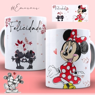 Caneca Coleção Emoções Minnie e Mickey