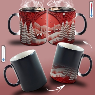 Caneca Natal Vermelho Imagem 3D