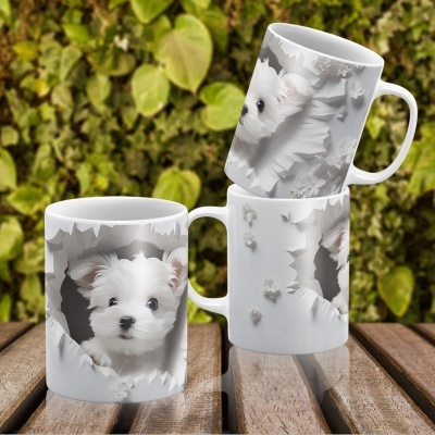 Caneca Cães Imagem  3D