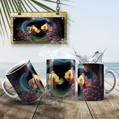 Caneca Peixinhos  Imagem 3D