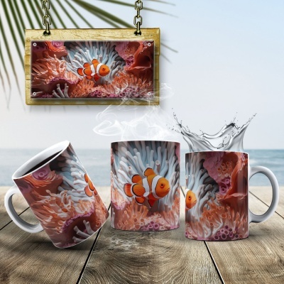 Caneca Peixinhos  Imagem 3D