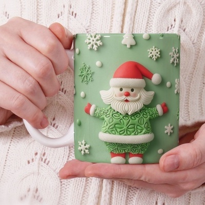 Caneca Pai Natal Imagem 3D