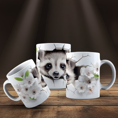 Caneca Animais Fofinhos Imagem 3D