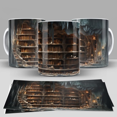 Caneca Biblioteca Imagem 3D