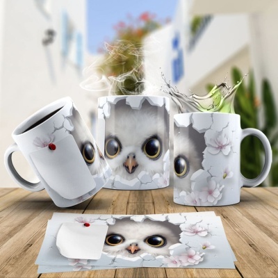 Caneca Coruja Imagem  3D