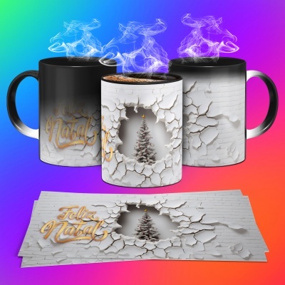 Caneca Feliz Natal Imagem 3D