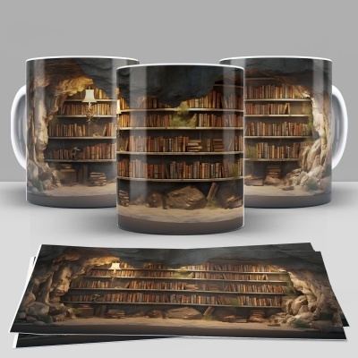 Caneca Biblioteca Imagem 3D