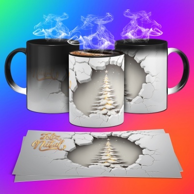 Caneca Feliz Natal Imagem 3D