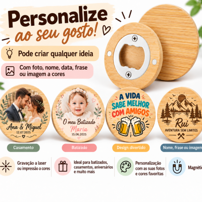 Abre-Cápsulas Magnético em Bambu Personalizável