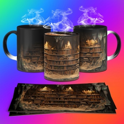 Caneca Biblioteca Imagem 3D