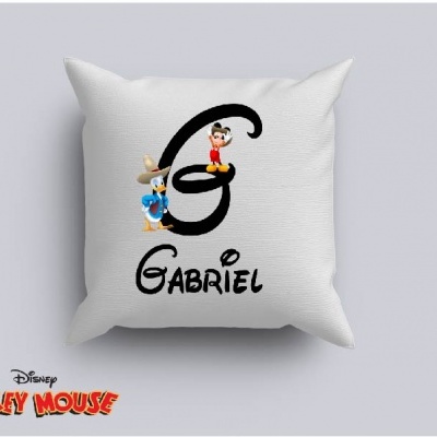 Capa de Almofada Personalizada Alfabeto Disney Inicial Menino