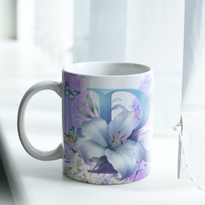 Caneca Alfabeto Borboleta Lilás