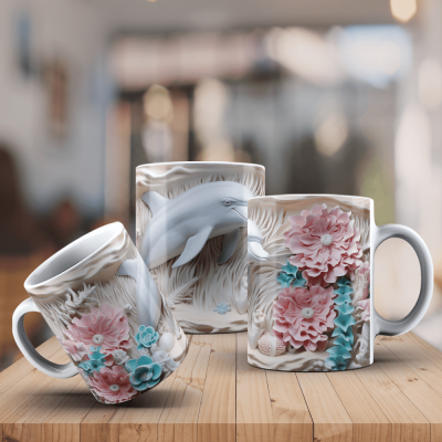 Caneca Golfinhos Imagem  3D