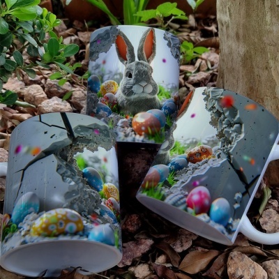 Caneca Ovinhos Páscoa Imagem  3D