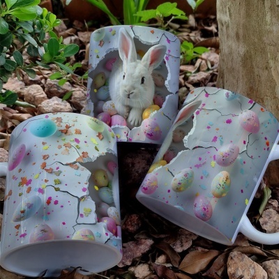 Caneca Ovinhos Páscoa Imagem  3D