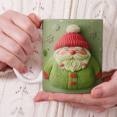 Caneca Pai Natal Imagem 3D